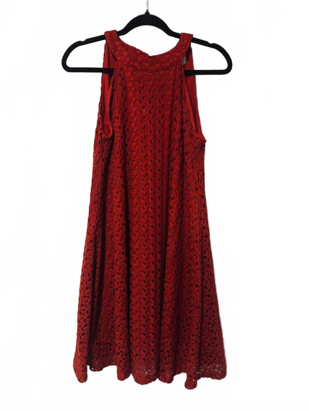 Vintage Red Crochet Midi Dress
